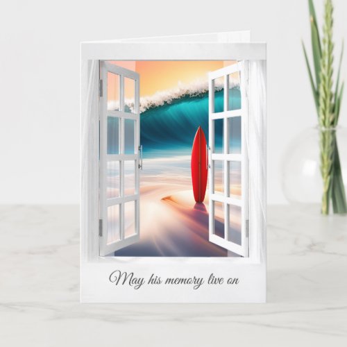 Surfboard and Ocean Wave Sympathy Card