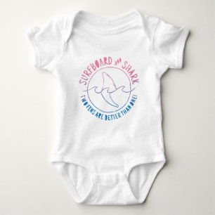 Surfboard And Shark Funny Surfer Surfing Summer Baby Bodysuit