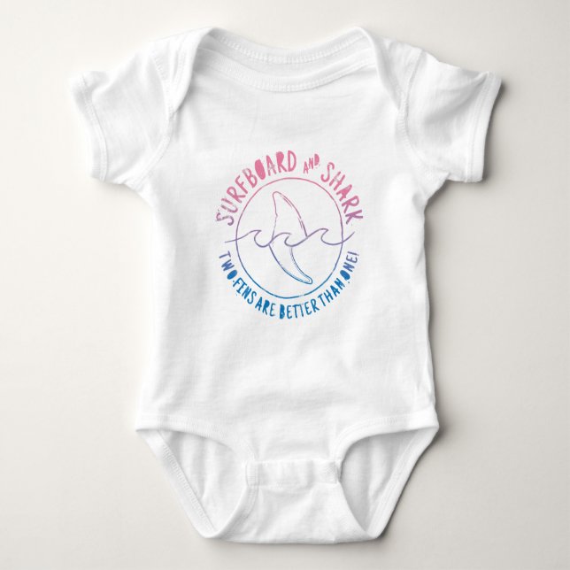 Surfboard And Shark Funny Surfer Surfing Summer Baby Bodysuit (Front)