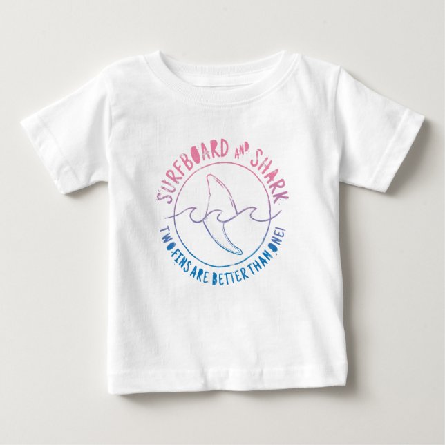 Surfboard And Shark Funny Surfer Surfing Summer Baby T-Shirt (Front)