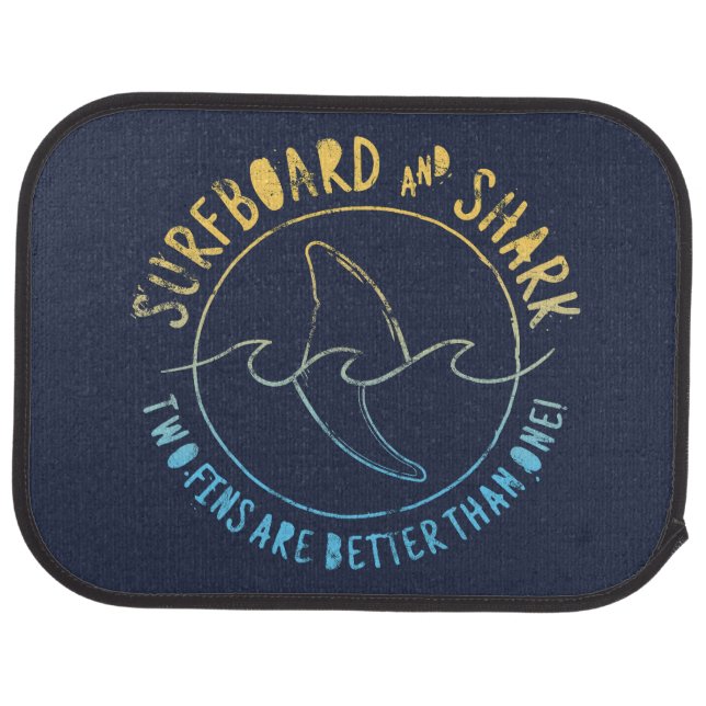 Surfboard And Shark Funny Surfer Surfing Summer Car Floor Mat (Rear)