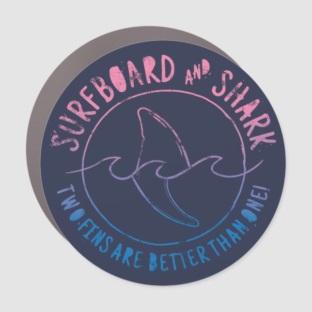 Surfboard And Shark Funny Surfer Surfing Summer Car Magnet (Front)