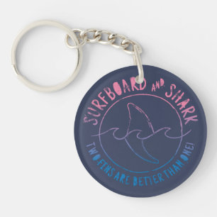 Surfboard And Shark Funny Surfer Surfing Summer Keychain