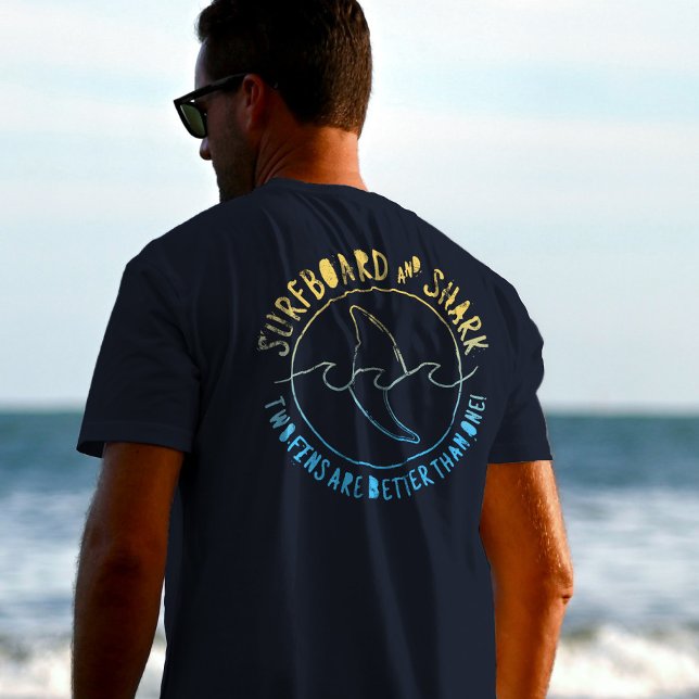 Surfboard And Shark Funny Surfer Surfing Summer T-Shirt (Creator Uploaded)