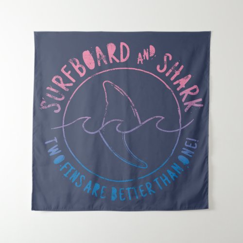 Surfboard And Shark Funny Surfer Surfing Summer Tapestry