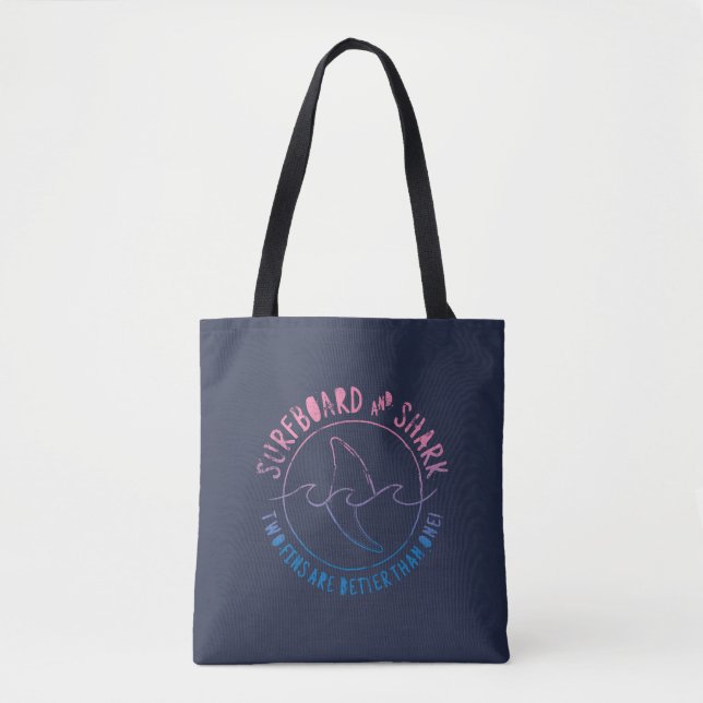 Surfboard And Shark Funny Surfer Surfing Summer Tote Bag (Front)