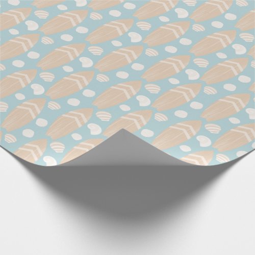 Surfboard And Shell Pattern Wrapping Paper