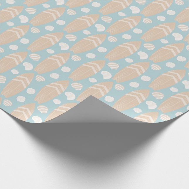 Surfboard And Shell Pattern Wrapping Paper (Corner)