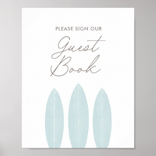 Surfboard Baby Shower Guest Book Sign