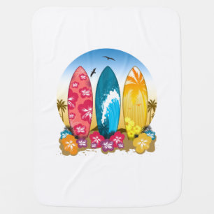 Surfboard Beach Baby Blanket