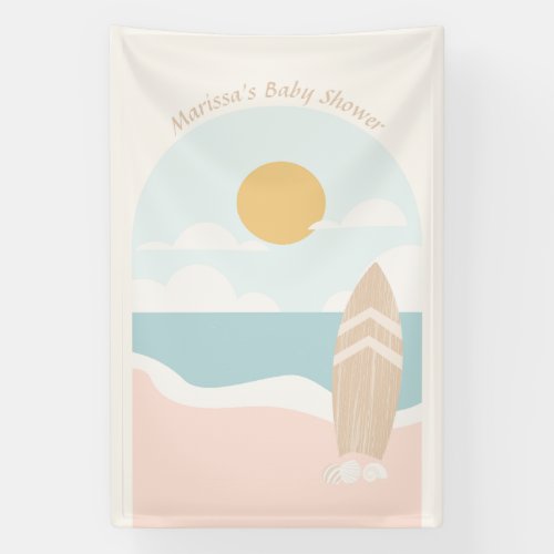 Surfboard Beach Baby Shower Banner