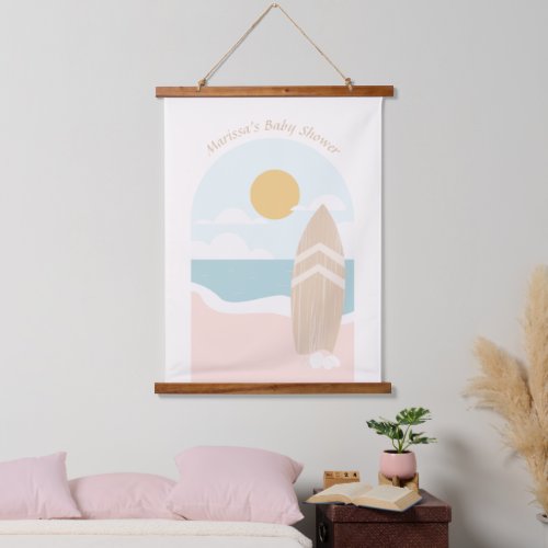 Surfboard Beach Baby Shower Hanging Tapestry