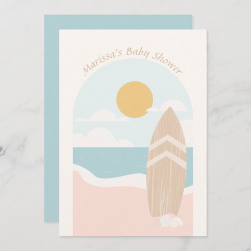 Surfboard Beach Baby Shower Invitation