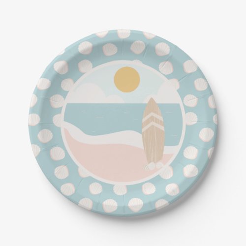 Surfboard Beach Baby Shower Paper Plate