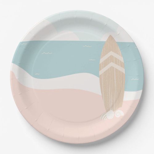 Surfboard Beach Baby Shower Paper Plates