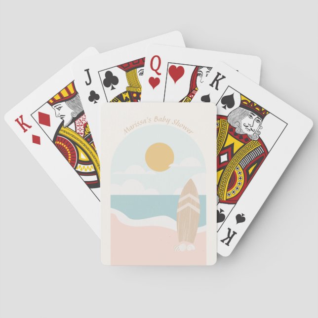 Surfboard Beach Baby Shower Poker Cards (Back)