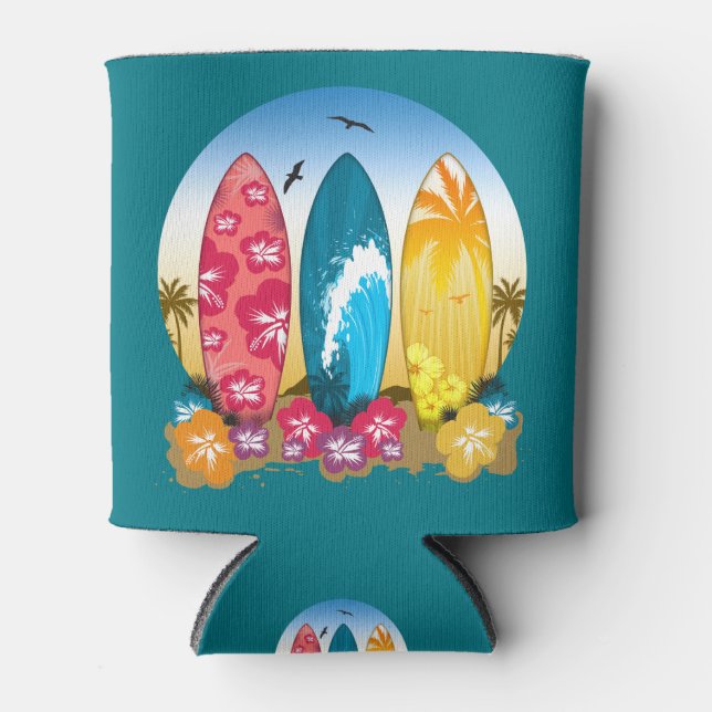 Surfboard Beach Can Cooler (Front)