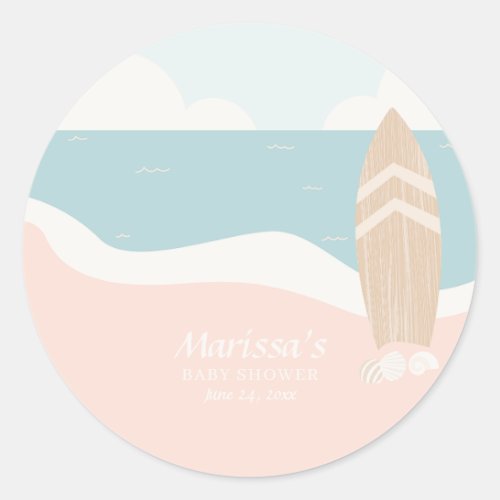 Surfboard Beach  Classic Round Sticker