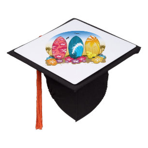 Surfboard Beach Graduation Cap Topper