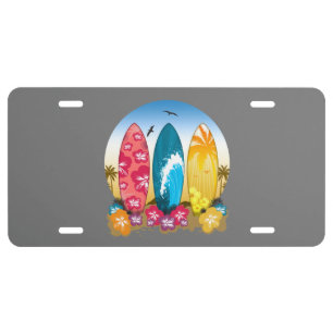 Surfboard Beach License Plate