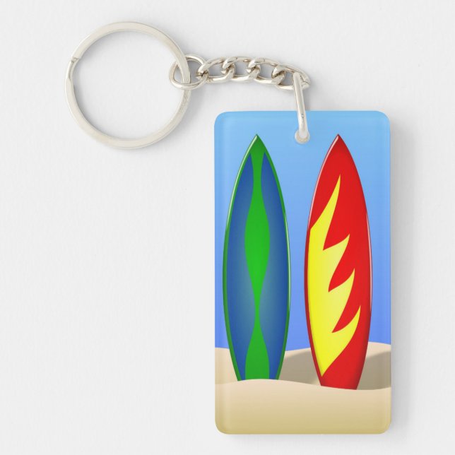 Surfboard beach retro surfer keychain (Front)