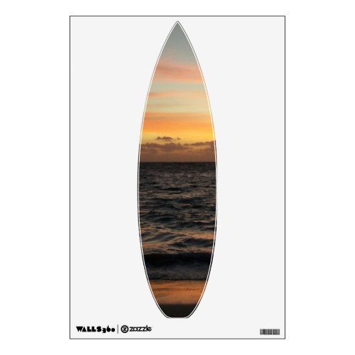 Surfboard Beach Waves Seashore Sunset Wall Decal