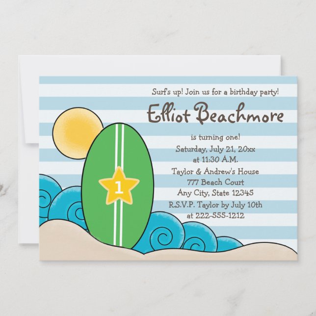 Surfboard Birthday Party for Kids (Any Age) Invitation (Front)