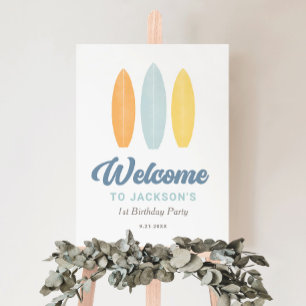Surfboard Birthday Party Welcome Sign