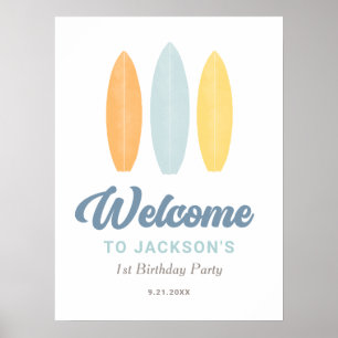 Surfboard Birthday Party Welcome Sign