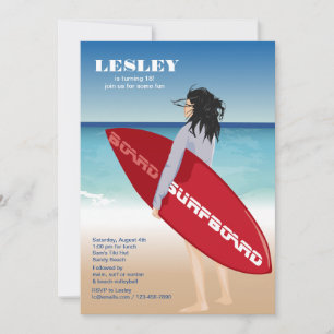 Surfboard Chick Invitation
