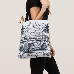 Surfboard Classic Car Coloring Tote Bag