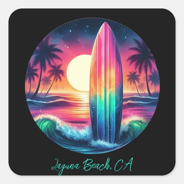 Surfboard Escape Square Sticker (Front)