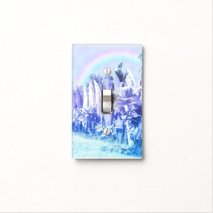 Surfboard Fence in Pastel Blue Light Switch Cover