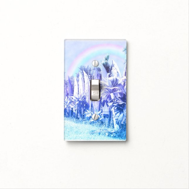 Surfboard Fence in Pastel Blue Light Switch Cover (In Situ)
