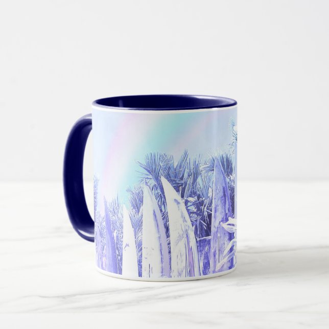 Surfboard Fence in Pastel Blue Mug (Front Left)