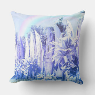 Surfboard Fence in Pastel Blue Throw Pillow