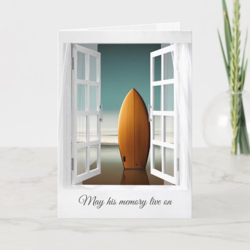 Surfboard In Beach Sand Sympathy Card