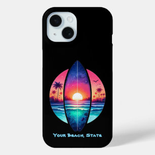 Surfboard in the Sunset iPhone 15 Case