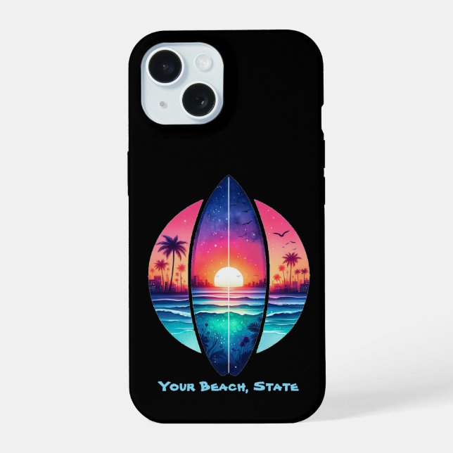 Surfboard in the Sunset Iphone Case (Back)