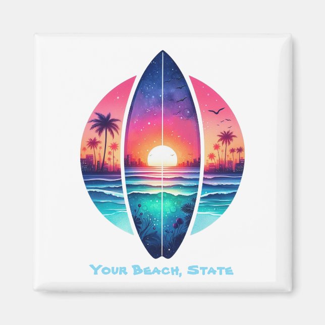 Surfboard in the Sunset Magnet (Front)