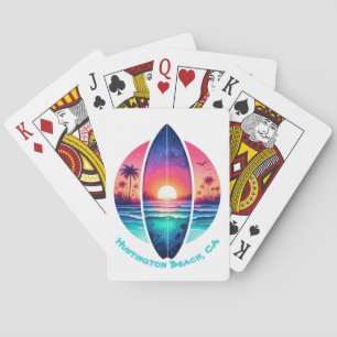 Surfboard in the Sunset Poker Cards