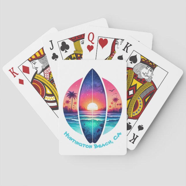 Surfboard in the Sunset Poker Cards (Back)