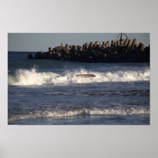 Surfboard in Waves Poster