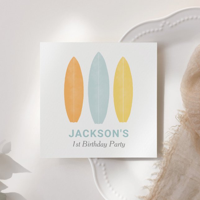 Surfboard Kids Birthday Party Napkins (Creator Uploaded)