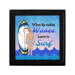 Surfboard Ocean Waves Blue Motivational Quote Gift Box