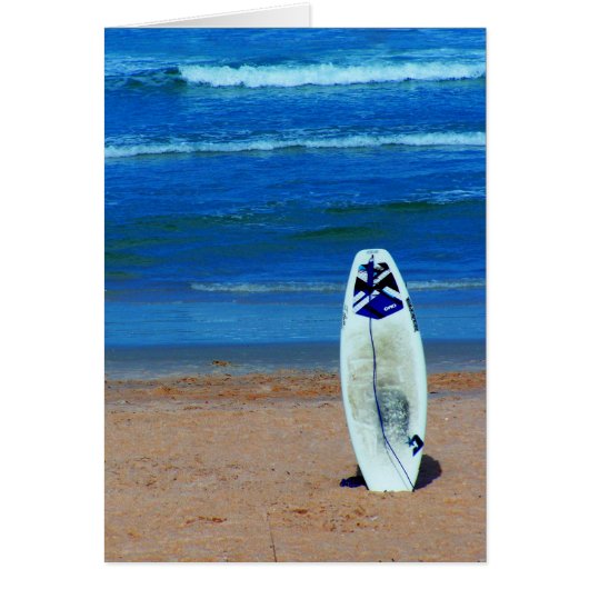 Surfboard On Beach Cards (Front)