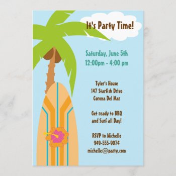 Surfboard Party Invitation by eventfulcards at Zazzle