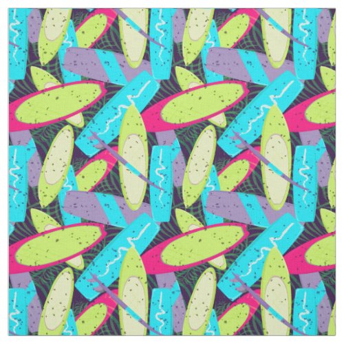 Surfboard Pattern on Palm Leaves Fabric