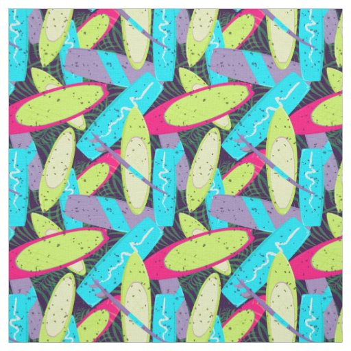 Surfboard Pattern on Palm Leaves Fabric