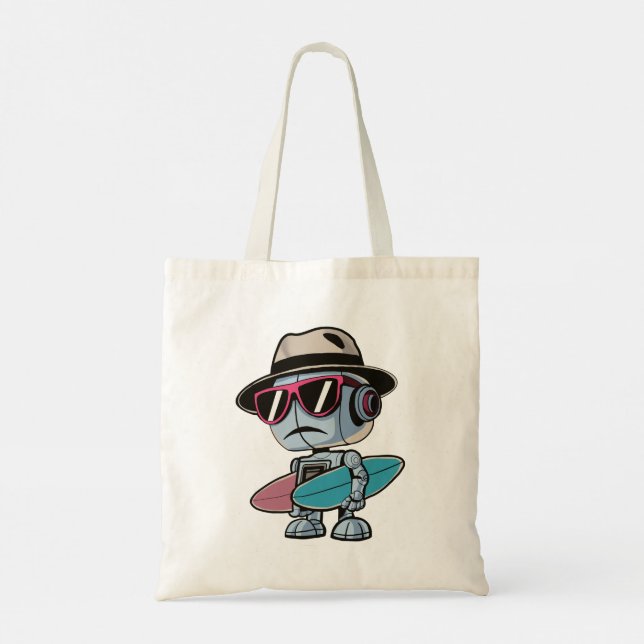 Surfboard robot tote bag (Back)